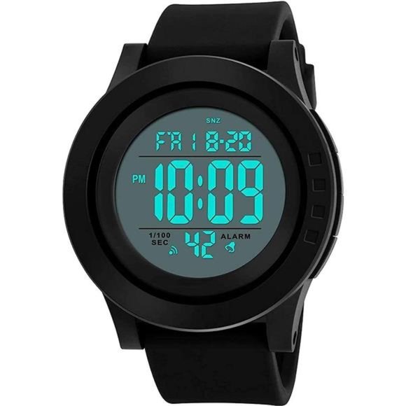 Men's Digital Sports Watch LED Screen Large Face Electronics Military Watches - Picture 1 of 6